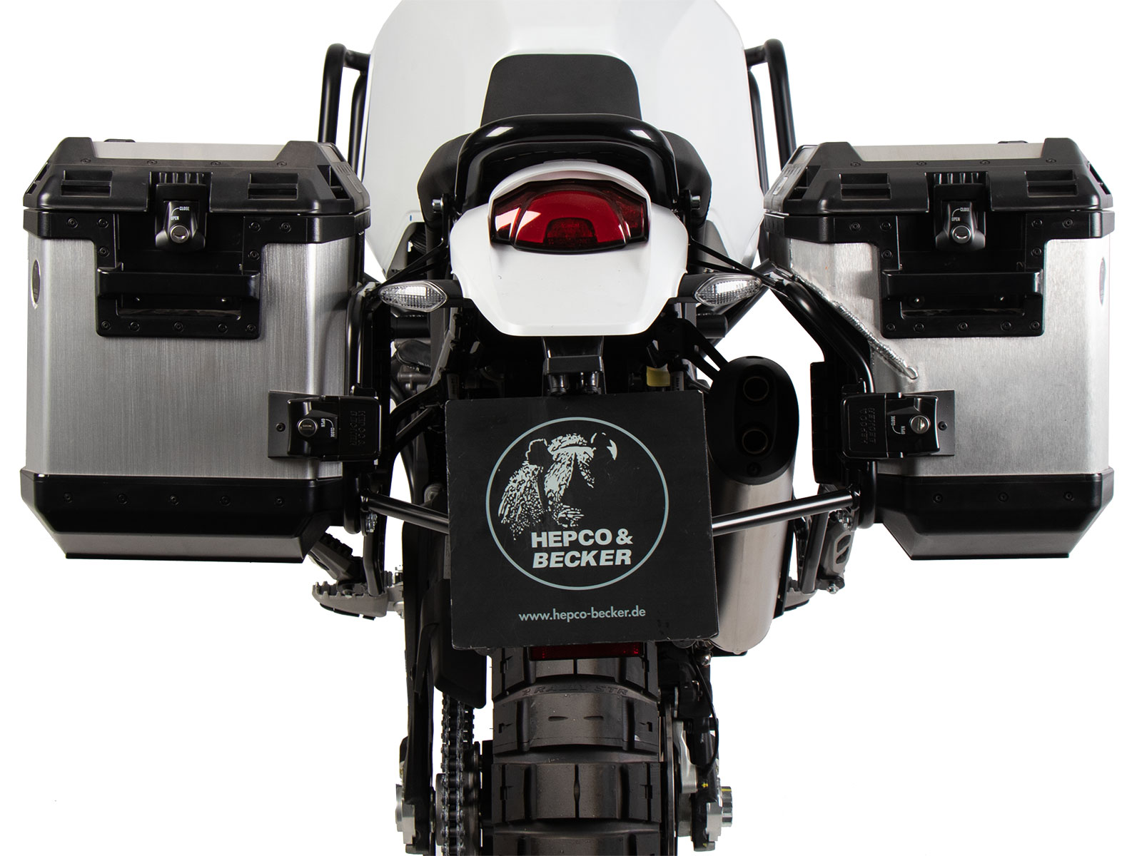 Side carrier cutout black incl. Xplorer silver sideboxes for Ducati Desert X (2022-)