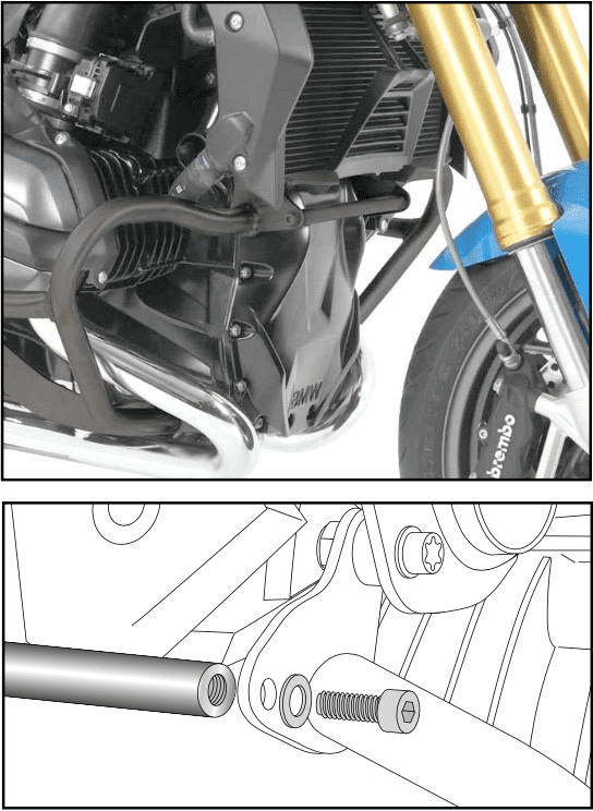 Stiffening bracket anthracite for engine guard 501668 for BMW R 1200 GS LC (2013-2018)