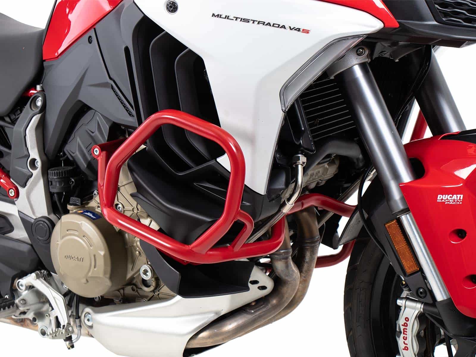Engine protection bar red for Ducati Multistrada V4/S/S Sport/Pikes Peak (2021-)/Rally(2023-)
