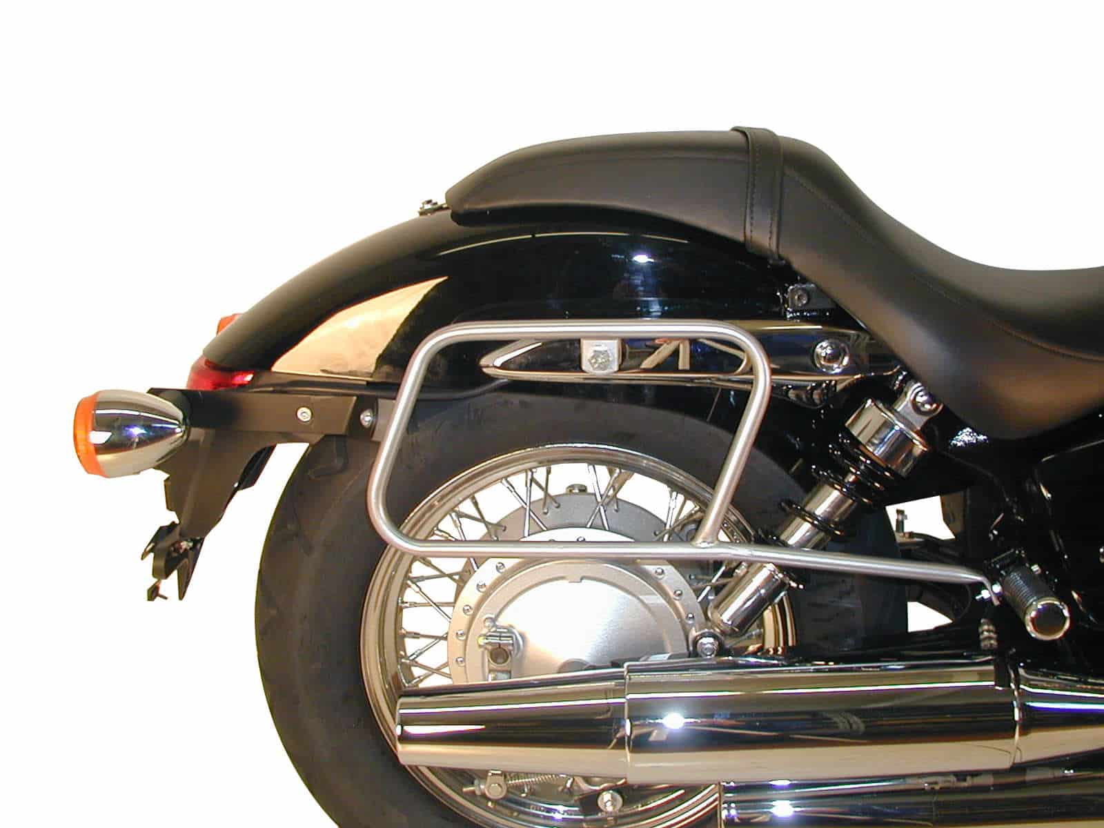 Leather bag holder tube-type - chrome for Honda VT 750 Shadow Spirit (2007-2013)