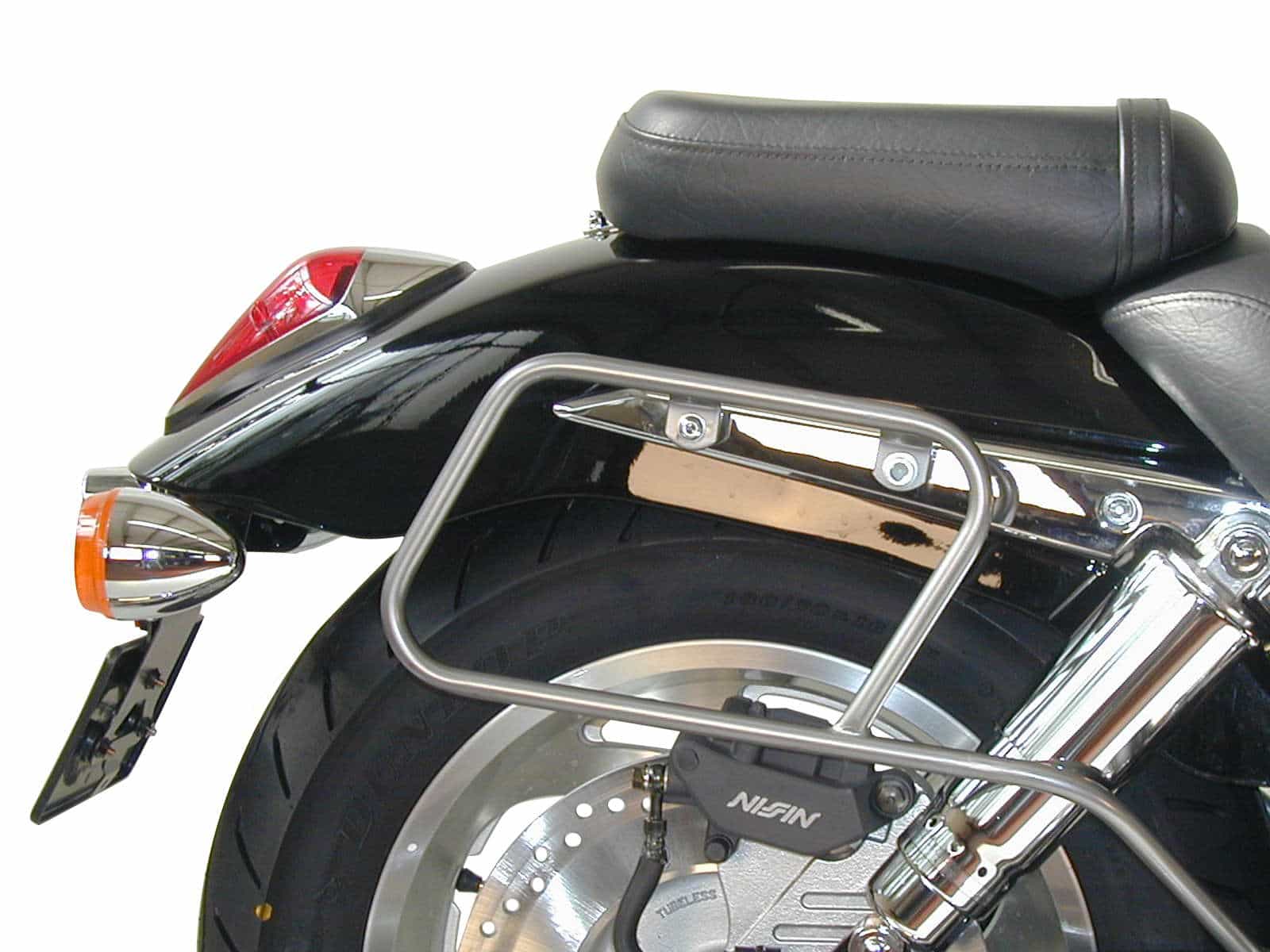 Leather bag holder tube-type - chrome for Honda VTX 1800 (2001-2006)