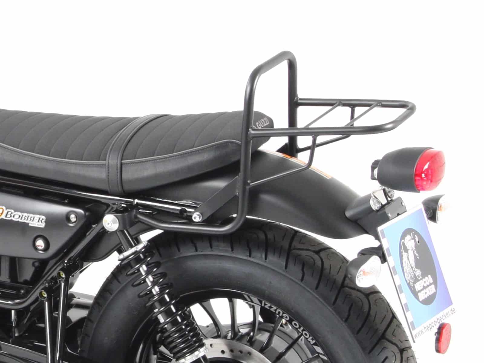 Topcase carrier tube-type black for model with short seat for Moto Guzzi V 9 Bobber (2016-)