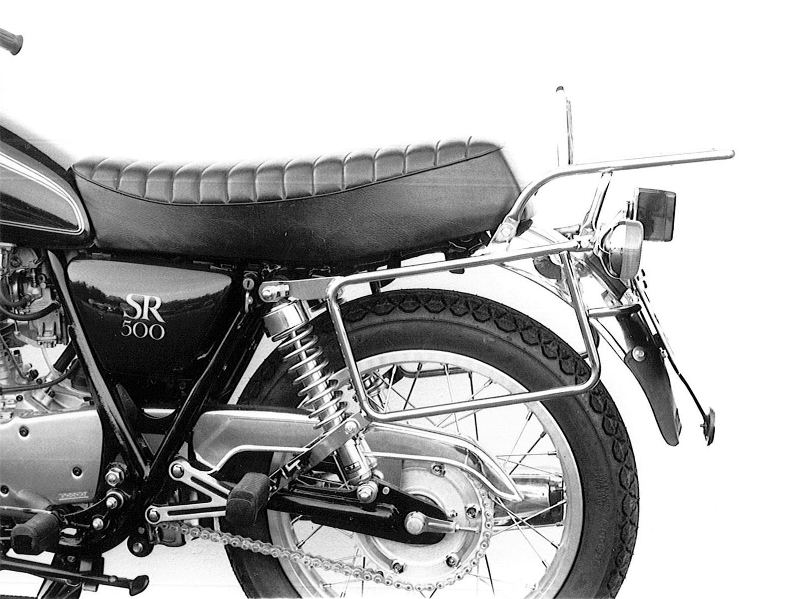 Complete carrier set (side- and topcase carrier) chrome for Yamaha SR 500 (1978-1998) (please tell year of production)